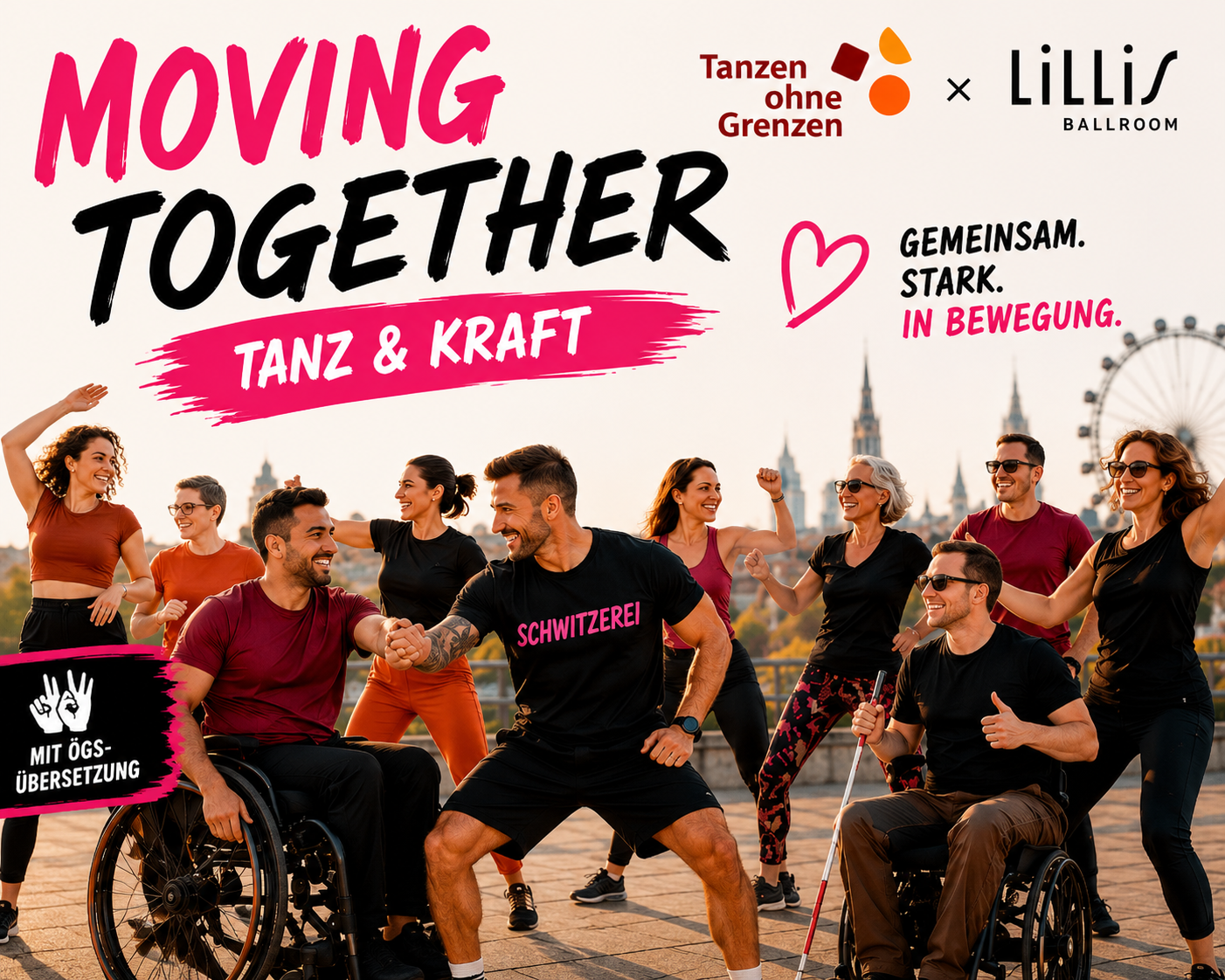 Inklusive Gruppe beim Tanz und Krafttraining bei Moving Together in Wien